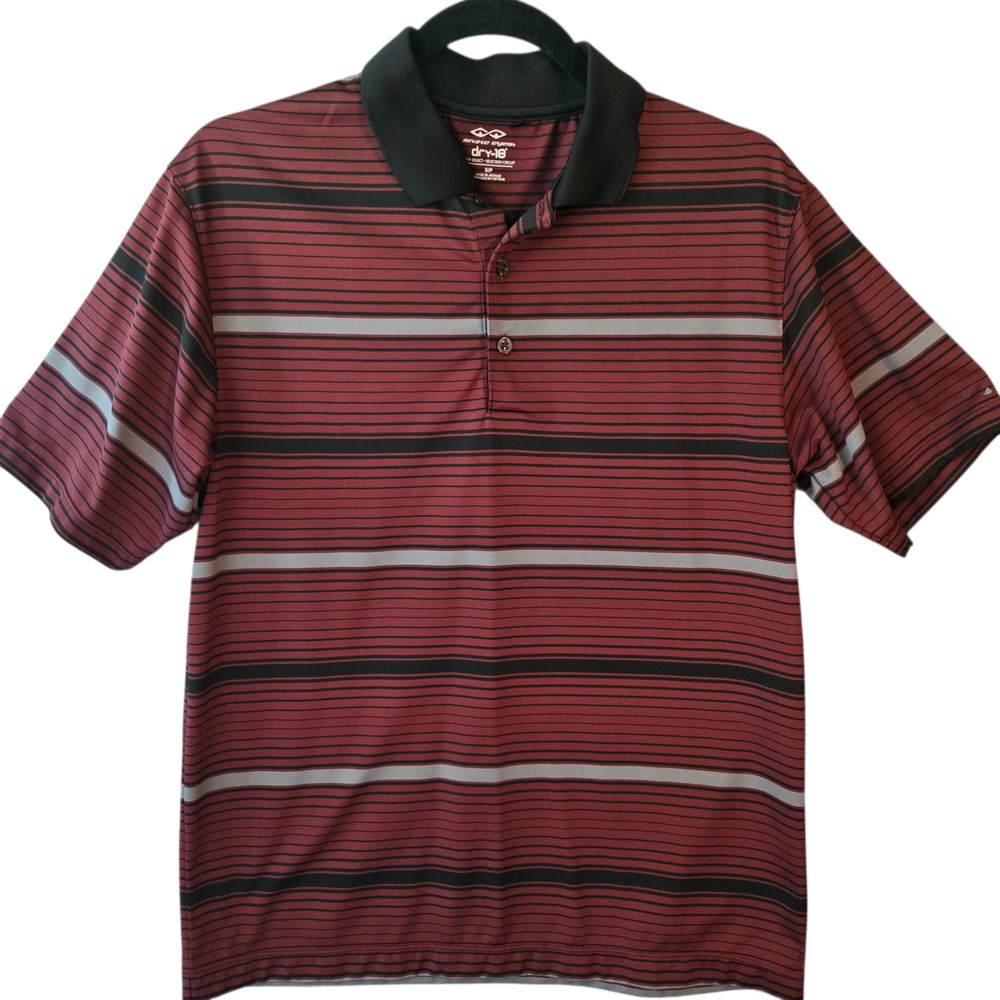 Snake Eyes Dry-18‎ Golf Polo Shirt Red Black Stripe Short Sleeve Dry Fit Men S
